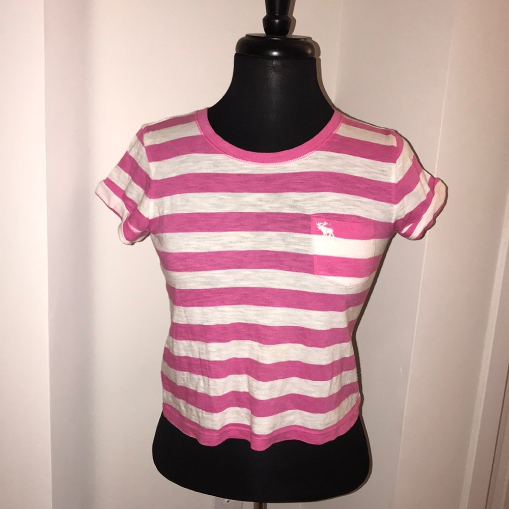 Abercrombie Kids Pink & White Striped Tee